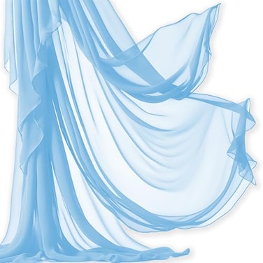 Barcelonetta Chiffon Fabric Decoration Drapery Fabric Wedding Gender Reveal Baby Shower Birthday for Arbor Arch Canopy Table and Chair Decoration Light Blue 10 Yards
