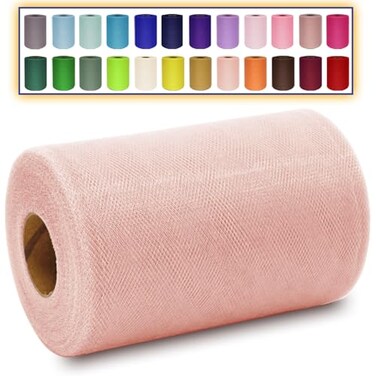 MIGLORIA Blush Tulle Fabric Roll 6 Inch X 300 FT 100 Yards Matte Tulle Ribbon Netting Mesh Spool for DIY Tutu Skirt Wedding Bow Gift Wrapping Baby Shower Christmas Party Halloween Decorations