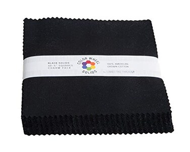 Connecting Threads Color Wheel 40 pcs 100 Cotton Precut Quilting Fabric Bundle 5 Charm Squares Black