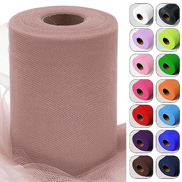 Luceinvita Dusty Rose Tulle Fabric Roll 6 Inch by 100 Yards 300 feet Sheer Netting Spool for Tutu Skirt Gift Wrapping Wedding Baby Shower Party Decorations DIY Crafts