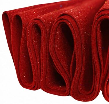 FabricLA Glitter Felt Fabric by The Yard 60 Inch Wide Sparkly Felt NonShedding MessFree Glitter Fabric for Crafts Costumes Decor Easy Cut Sew Red 1 Yard