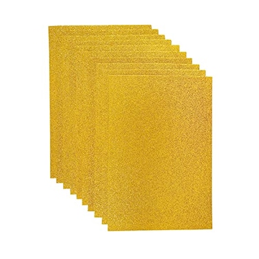 Jtnohx Glitter Felt Fabric 10pcs Glitter Felt Sheets for Crafts 8 x12 inches Felt Square Glitter for Party Holiday Greeting Festival Projects Gold