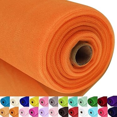 Ableme Deco Orange Tulle Fabric Roll Spool Bolt 54 Inch by 40 Yards Large Tulle Wedding Party Decoration Tutu Skirt Table Runner Gift Wrapping Bridal Shower Soft Drape Orange