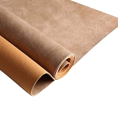 DAFUN Premium Faux Leather Upholstery Fabric 12mm ThicknessWaterproof Upholstery Leather Distressed Bark FabricNudePreCut 72x54