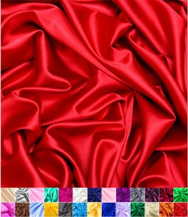 Barcelonetta Satin Fabric Decoration Sewing Shiny Luxury 60 Wide Roll Metallic Shiny Upholstery Lining Drapery DIY Crafts Red 2 Yards