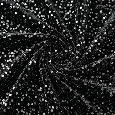 Shimeyao Sequin Velvet Fabric by the Yard Stretch Bling Fabric for Sewing Glitter Tablecloth Sparkly for Dress Table Runner Photo Props Backdrop4 YardsBlack