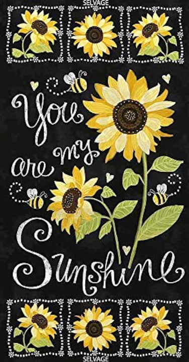 TIMELESS TREASURES Timeless Treasures Fabrics You are My Sunshine Sunflowers and Bees Black 24 Sunflower Chalkboard P