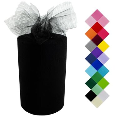 KASIYLUX Tulle Fabric Roll 6 by 100 Yards Polyester Spool for Crafts Decorations Tutu Weddings Costumes Skirts Parties Gift Bow and More by Craft Forge Black