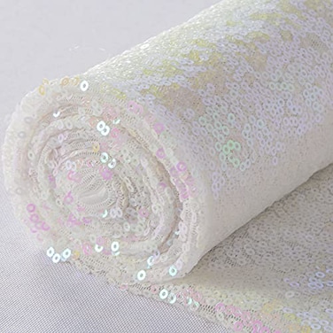 ShiDianYi 3 Feet 1 Yards 1PC Transparent WhiteSequin Fabric by The Yard Sequin Fabric Tablecloth Linen Sequin Tablecloth Table Runner 1Yards 1PC Transparent White