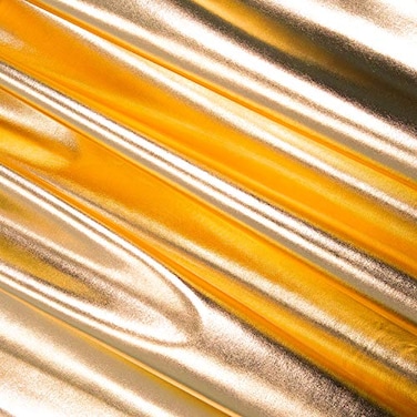 FabricLA Gold Polyester Fabric Metallic Foil Lame Spandex Material 4Way Stretch Knit Fabric 60 Inches Wide Polyester Fabric by the Yard for Dancewear Costumes Decoration 1 Yard