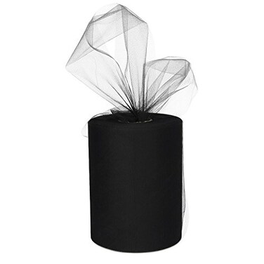 XiangGuanQianYing Black Tulle Roll Spool 6 Inch x 100 Yards for Tulle Decoration