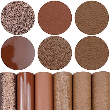 LITCHI Litchi 6 Pack 8x12 Inch Faux Leather Sheets for Bow Earring Easy to Cut Vinyl Fabric for Cricut Durable Fade Resistant Leatherette Without Smell Coffee