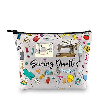 GJTIM Sewing Gift for Women Sewing Project Bag Sewing Doodles Zipper Pouch Quilter Gift Tailor Gift for Costume Designer Sewing Doodles Bag
