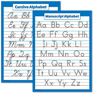 Palace Learning ABC Alphabet Cursive Chart Manuscript Poster Laminated 2 Poster Set Laminated 18 x 24