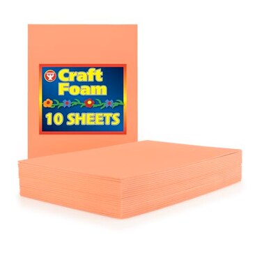 Hygloss Sheets Colorful Foam for DIY Arts Craft 12 x 18 Peach 10 Piece