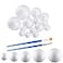 hesmartly 50 Pack Craft Foam BallsWhite Polystyrene Smooth Round Balls 5 Sizes Foam Balls and 2 Pieces Painting Brushes for DIY Projects Arts and Crafts Supplies
