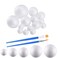 hesmartly 50 Pack Craft Foam BallsWhite Polystyrene Smooth Round Balls 5 Sizes Foam Balls and 2 Pieces Painting Brushes for DIY Projects Arts and Crafts Supplies