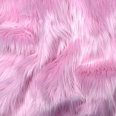 Barcelonetta Faux Fur Fabric Soft Plush Costume Upholstery Decoration Sewing Material Fluffy Fuzzy Shaggy Long Pile Baby Pink Half Yard