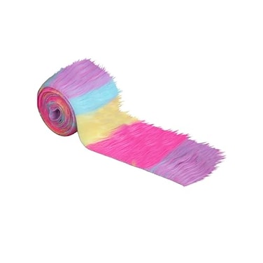 FabricLA Pastel Patch Shaggy Plush Faux Fur Strips Craft Fur for Gnomes Cosplay and DIY Projects 4 X 60