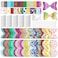 AOUXSEEM 50 Set Random Colors Bows DIY Making Kit for Beginners Pre Cut Faux Leather Hairbows Contains PrintedGlitterEmbossedTextured Fabric with Alligator Clips for Women Girls Handmade Gift