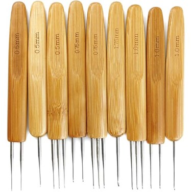 GXXMEI 9PCS Dreadlock Crochet Hook for Hair Dreadlock Needle Tool for Braid Craft Dread Locks Crochet Needles 05mm 075mm 1mm 175mm