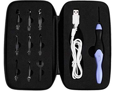 Hilitand Lighted Crochet Hooks Set Knitting Tools with 9 Replacement Heads 2565mm USB Charging Handle Black Bag