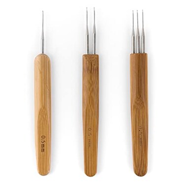AUEAR 05mm 3 Packs Dreadlock Crochet Hooks for Hair Needle Tool Braid Craft Dread Locks Needles