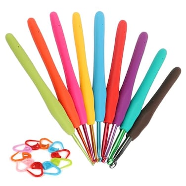 Coopay Crochet Hooks Ergonomic Soft Grip 2mm6mm Metal Crochet Set for Beginners 19PCS Knitting Yarn Hook Kit w Stitch Marker Knitting Needles for Arthritic Hands Best DIY Craft Gift for Christmas
