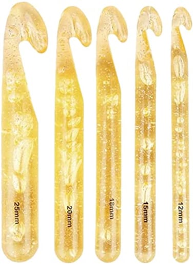 HOOYee Big Huge Crochet Hook Set Size 12mmO15mmPQ18mm20mmS25mmTUX 5Pcs Large Crochet Hooks Needles for Giant Easy Chunky Yarn Carpet Scarf Bulky Wool Roving Weaving