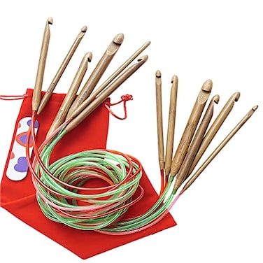 KnitPal 47inch 120 cm Circular Crochet Hooks Double Ended Tunisian Crochet Hooks Set with Cable for Afghan Crocheting in the Round 6 US Sizes J6mm K65mm L8mm M9mm N10mm O12mm