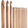 HESTYA Hestya 15 Pieces Wooden Bamboo Crochet Hooks Set 3 to 25 mm in Diameters Handcrafted Knitting Needles Weave Yarn Craft