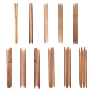 Hilitand 55pcsSet Knitting Needles Kit Carbonized Bamboo Double Pointed Needles Set in 11 Sizes 13cm51in 20mm50mm