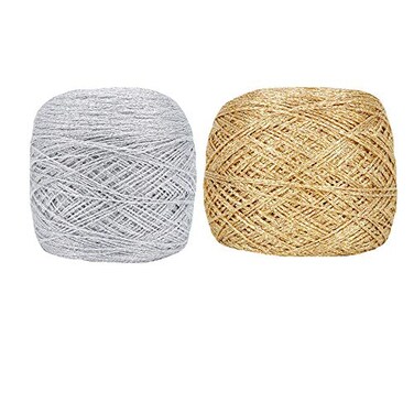 CLISIL Clisil 50g Silver Gold Lurex Glitter Yarn Metallic Crochet Thread for DIY Art Bags Accessories Sweaters Scarves Home Wedding Decorations