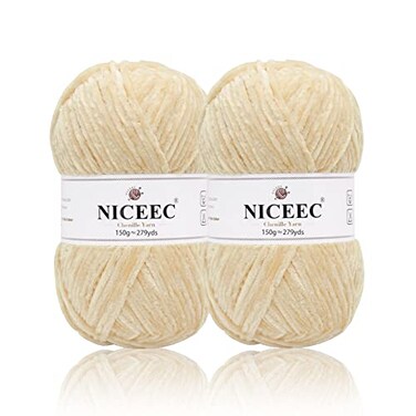 NICEEC 2 Skeins Soft Chenille Yarn Blanket Yarn for Knitting Fancy Yarn for Crochet Weaving DIY Craft Total Length 2255m 2279yds 2150gKhaki