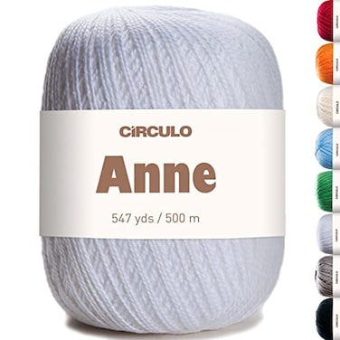 CÃRCULO CIRCULO Anne Yarn for Crocheting Knitting 100 Mercerized Brazilian Virgin Cotton Soft Fingering Weight 547 Yds 519 Oz Color 8001 White
