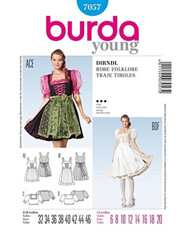 burdastyle Burda Sewing pattern 7057 Folklore Dress Young