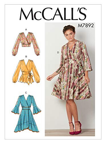 McCall Pattern Womens Crop Top Blouse and Dress Sizes 614 Sewing Pattern