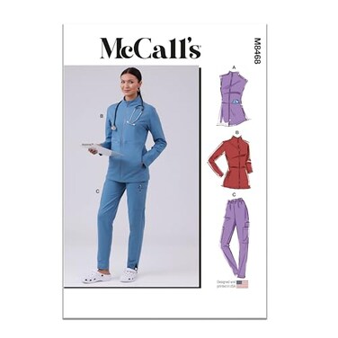McCall s Misses ZipFront Jacket Vest and Slim Leg Pants Scrubs Sewing Pattern Packet Design Code M8468 Sizes XSSM Multicolor