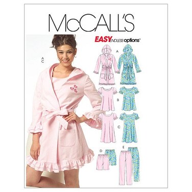 McCall s Patterns M5534 Misses Robe Belt Top Nightgown Shorts and Pants Size DD 12141618