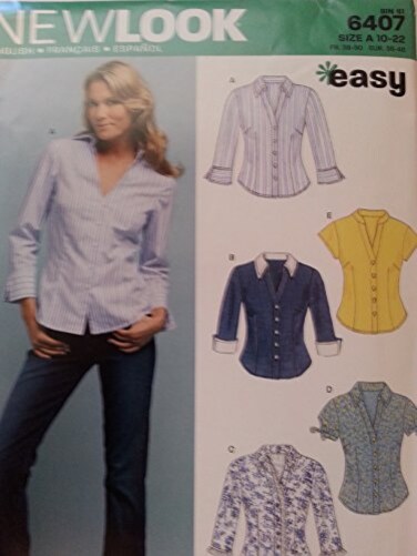 New Look Sewing Pattern 6407 Misses Tops Size A 10121416182022