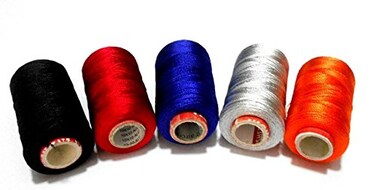GOELX Silk Thread for JeweleryMaking 5 Spools BlackRedPeacock BlueSilverOrange