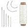 Pimoys 55Yards Waxed Thread with 7 Pcs Leather Hand Sewing Needles 150D Flat Waxed Thread for Leather Repair Upholstery Canvas Bags Sofa Furniture White