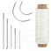 Pimoys 55Yards Waxed Thread with 7 Pcs Leather Hand Sewing Needles 150D Flat Waxed Thread for Leather Repair Upholstery Canvas Bags Sofa Furniture White