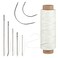 Pimoys 55Yards Waxed Thread with 7 Pcs Leather Hand Sewing Needles 150D Flat Waxed Thread for Leather Repair Upholstery Canvas Bags Sofa Furniture White