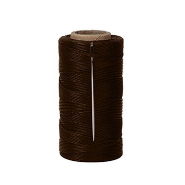 Tenn Well 328Yards 150D 1MM Waxed Thread Flat Sewing Wax Sail Kit with Needles for Leather DIY ProjectBrown