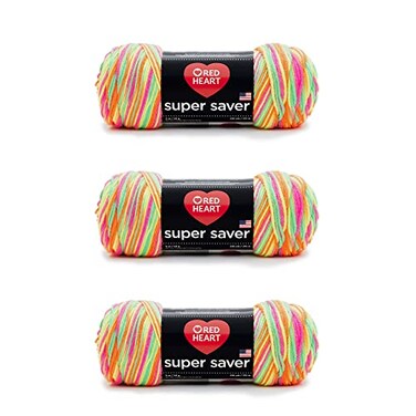 Red Heart Super Saver Yarn 3 Pack Day Glow 3 Count