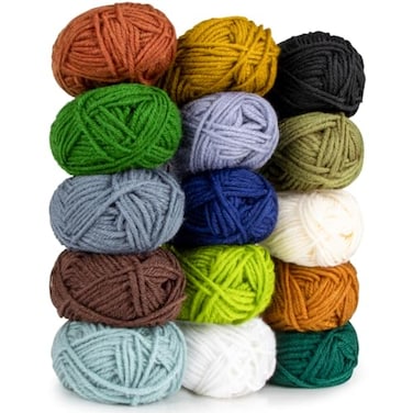 MAQIHAN 15 Pack x 20g Acrylic Yarn Soft Knitting Yarn for Crocheting for Crafts Skeins for Crocheting DIY Bulk for Handicraft Knitting Scarves Ideal Gift for Beginners and Adults