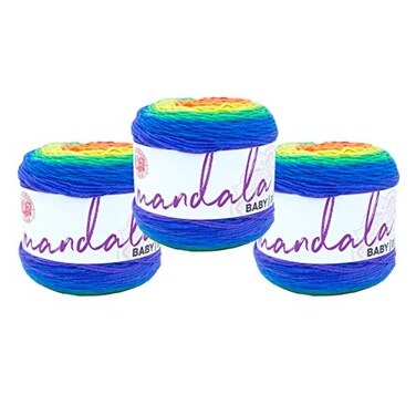 Lion Brand 3 Pack Yarn Mandala Baby Yarn Rainbow Falls