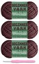 Baiyou 3x50g Beginners Chocolate Brown Yarn 260 Yards Chocolate Brown Yarn for Crocheting Knitting EasytoSee Stitches Worsted Medium 4 Chunky Thick Cotton Nylon Blend Yarn Yarn for Crocheting