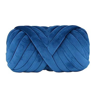Moon Waves Chunky Cotton Yarn for Arm Knitting Crochet Super Saver Jumbo Giant Bulky Premier Yarn for Making Pets House Blanket Royal Blue